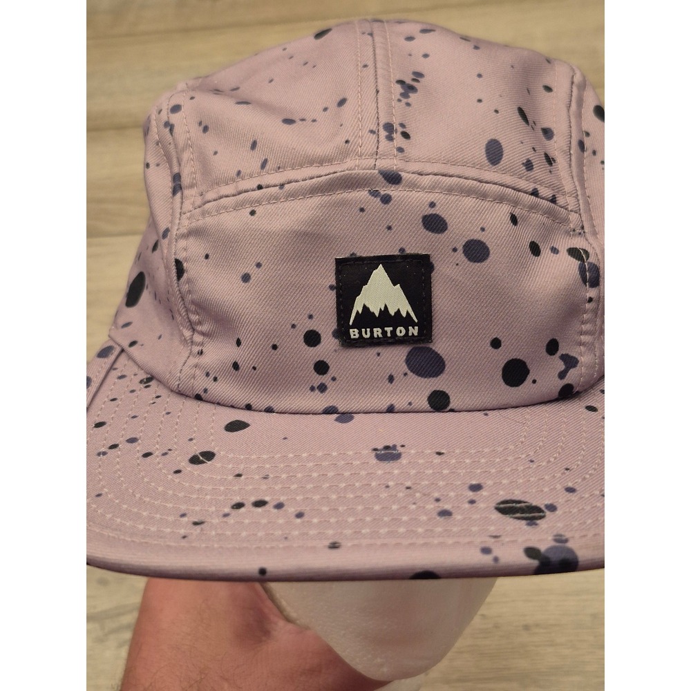 Burton Mens 5 Panel Camper Hat Purple Black Paint Splatter Logo Adjustable Cap - Picture 2 of 16